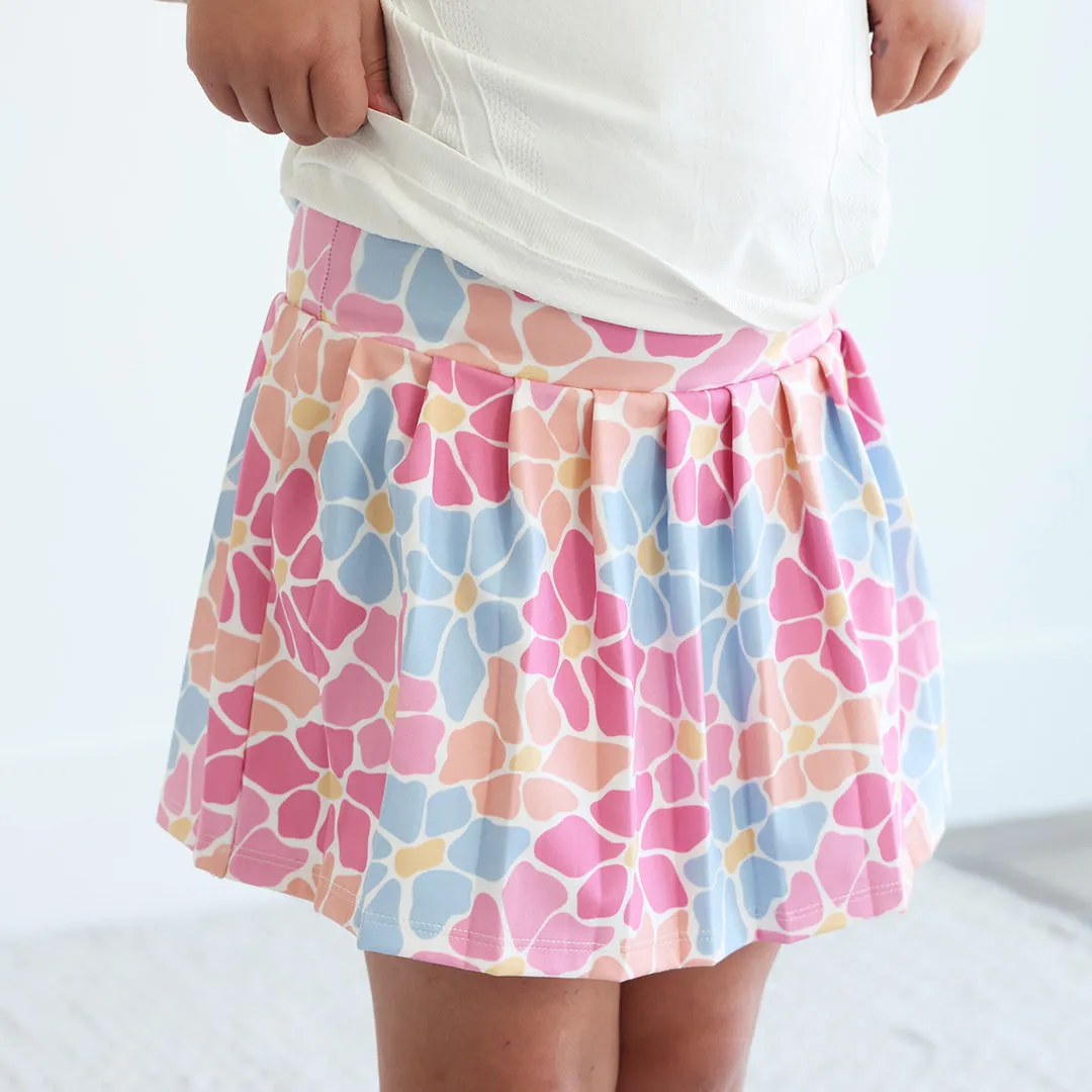 Kids CloudActive™ Athletic Pleated Skirt | Power Flowers