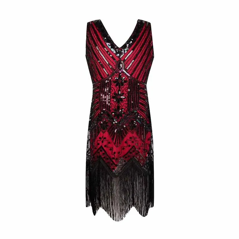 Kid's Sequin Embellished Fringed Flapper Dress Costume