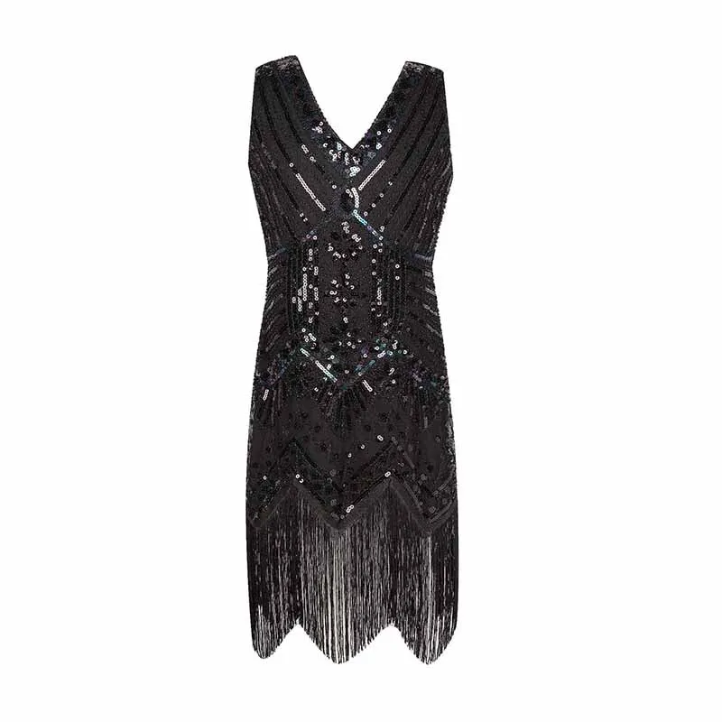 Kid's Sequin Embellished Fringed Flapper Dress Costume