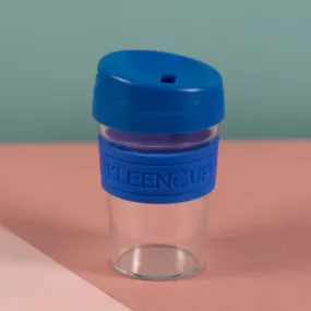 Kleencup Glass Coffee Cup-Blue | Borosilicate Glass Tumbler with lid