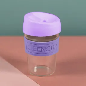 Kleencup Glass Coffee Cup-Lilac | Borosilicate Glass Tumbler with lid