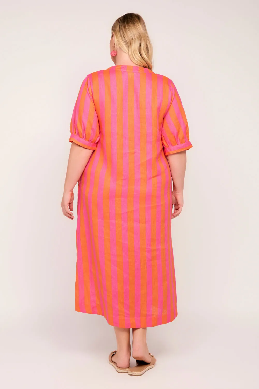 Kora A-Line Linen Midi Dress in Afterglow
