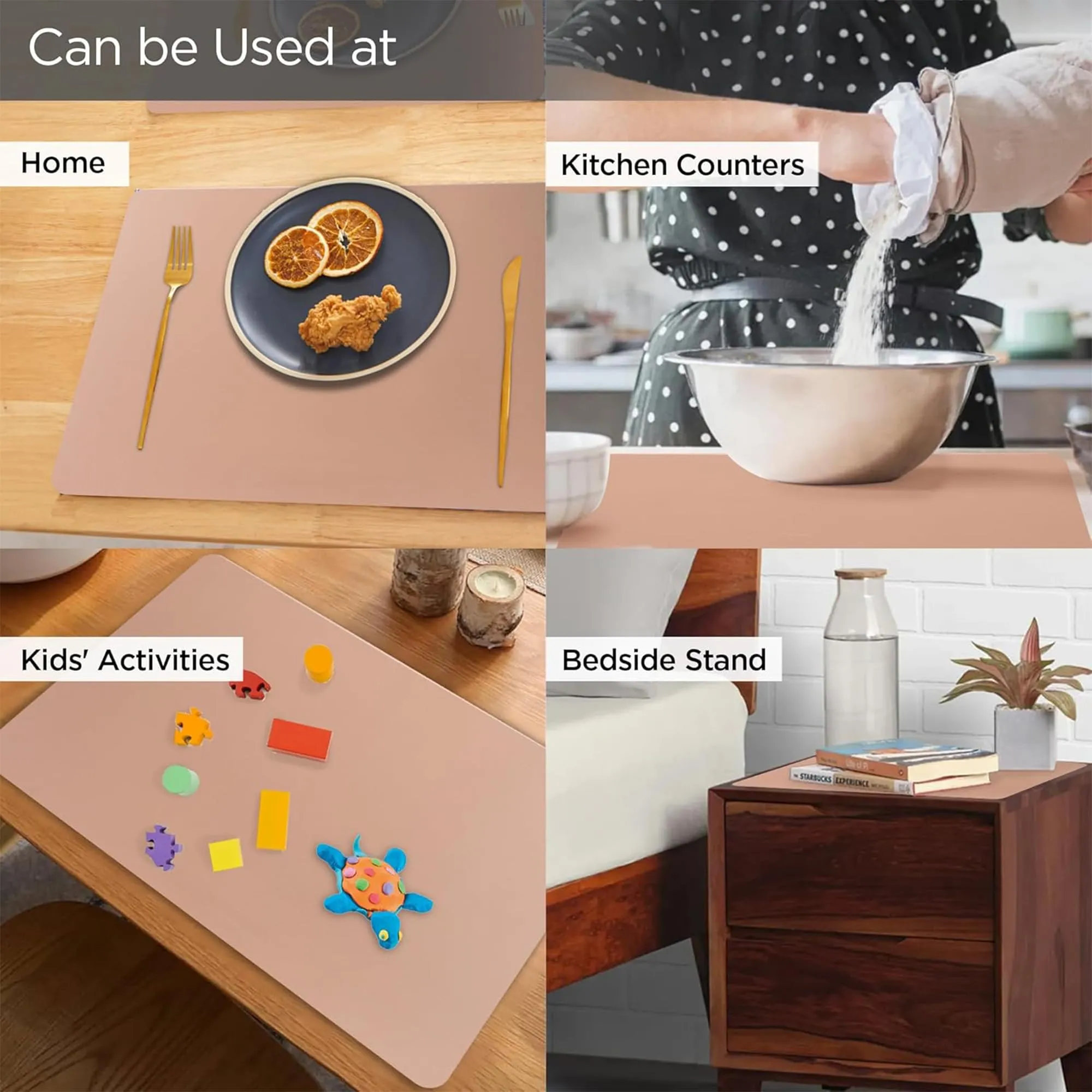 Kuber Industries 12 Pcs Waterproof Dining Table Mats | Anti-Skid Placemats for Food Plates & Hot Pots | for Home & Restaurants - Brown