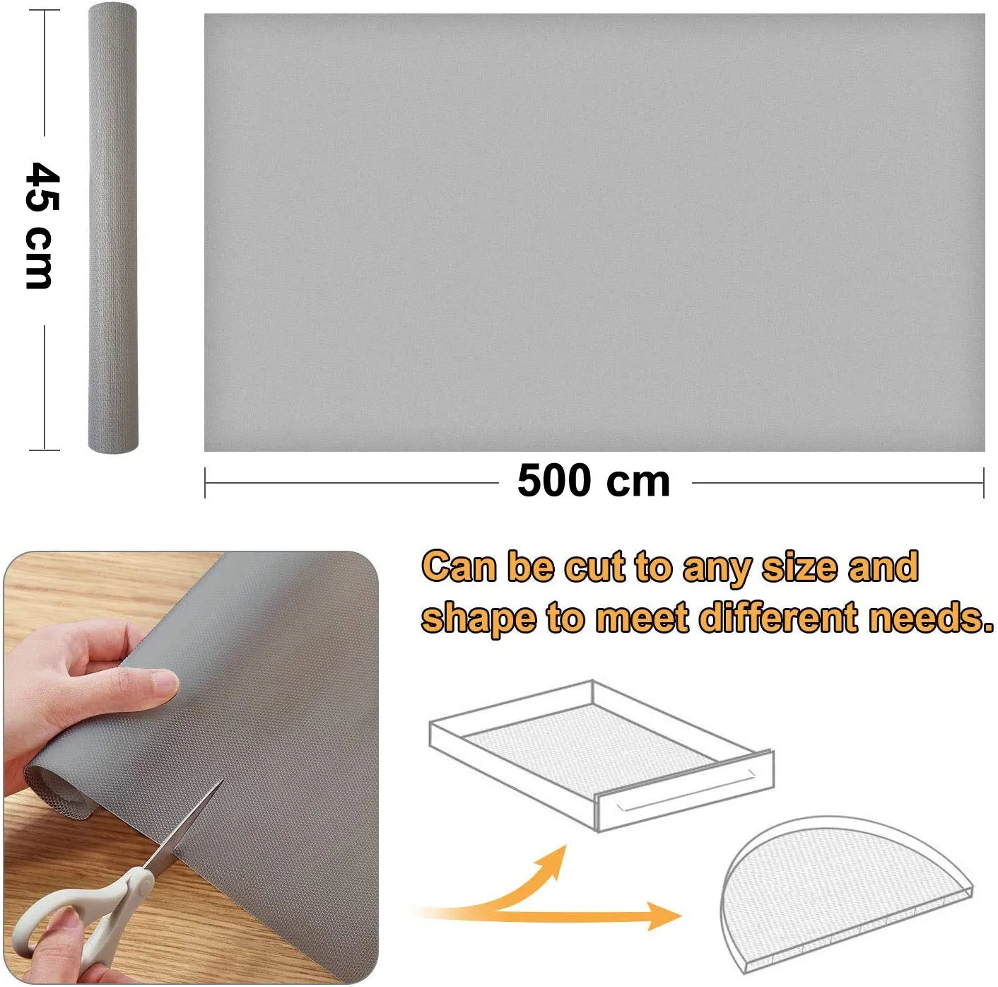 Kuber Industries Duty Diamond/Dots Shelf Liners, Non-Slip Drawer Liner Cabinet Pad Refrigerator Mat No Odor for Home and Kitchen-45X500 cm (5 Mtr,Grey)-KUBMART11715