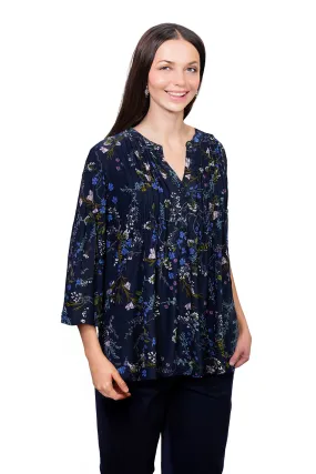 La Cera Pleated Floral Print Tunic