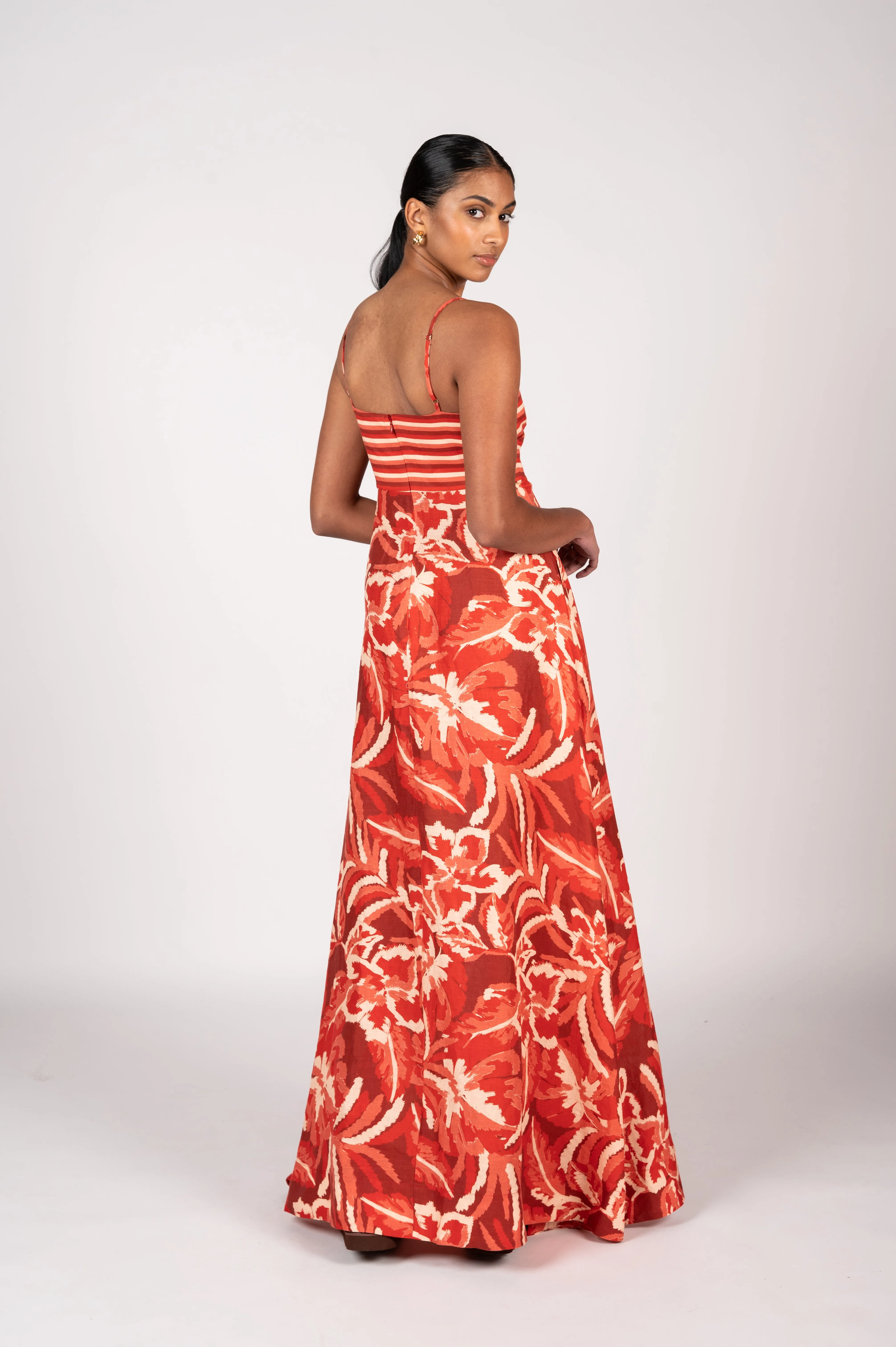 La Maise Shyla Midi Dress - Berry Bloom Print
