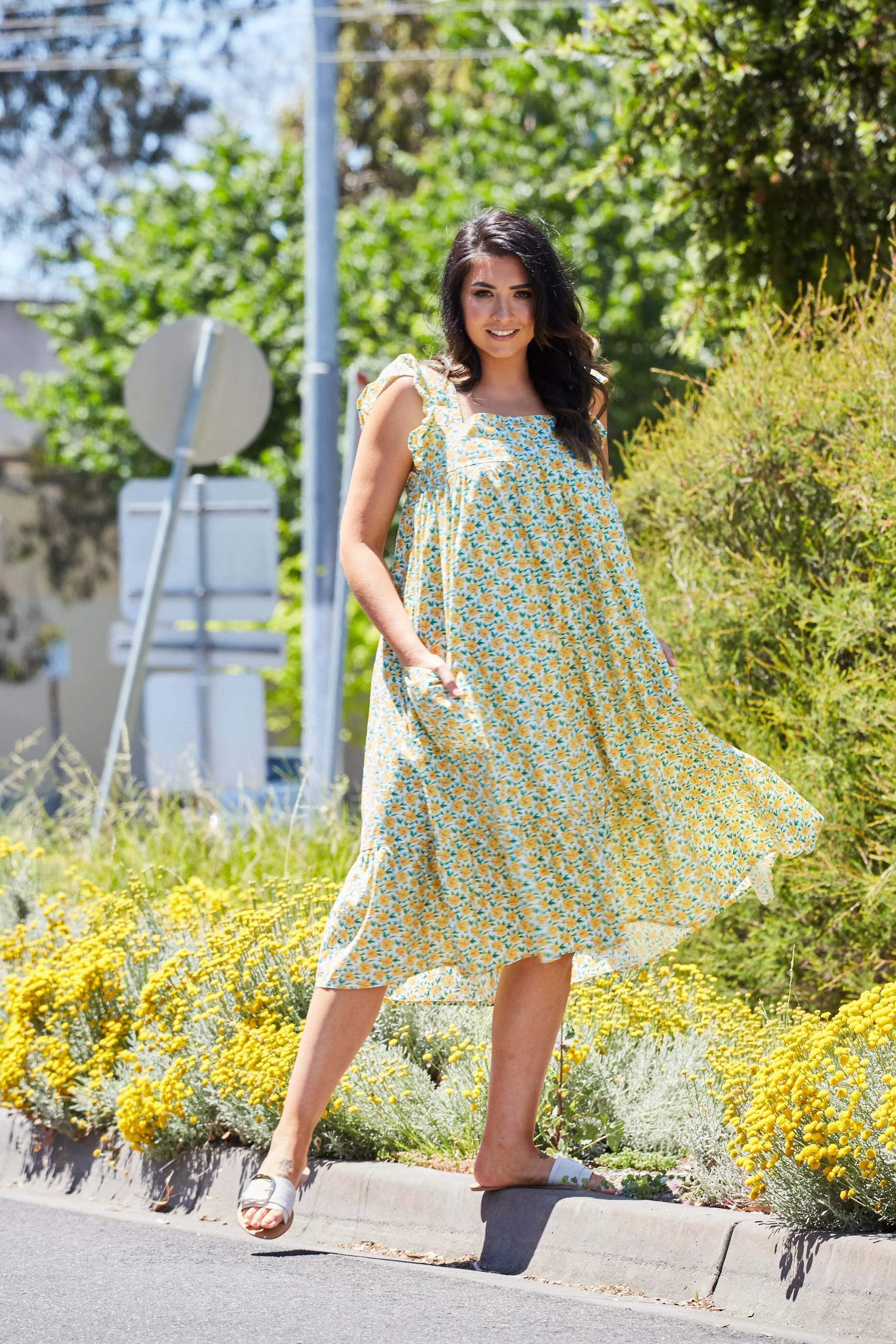 Layla Dress - Green Floral