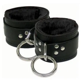 Leather Wrist Restraint With Fleece Lining