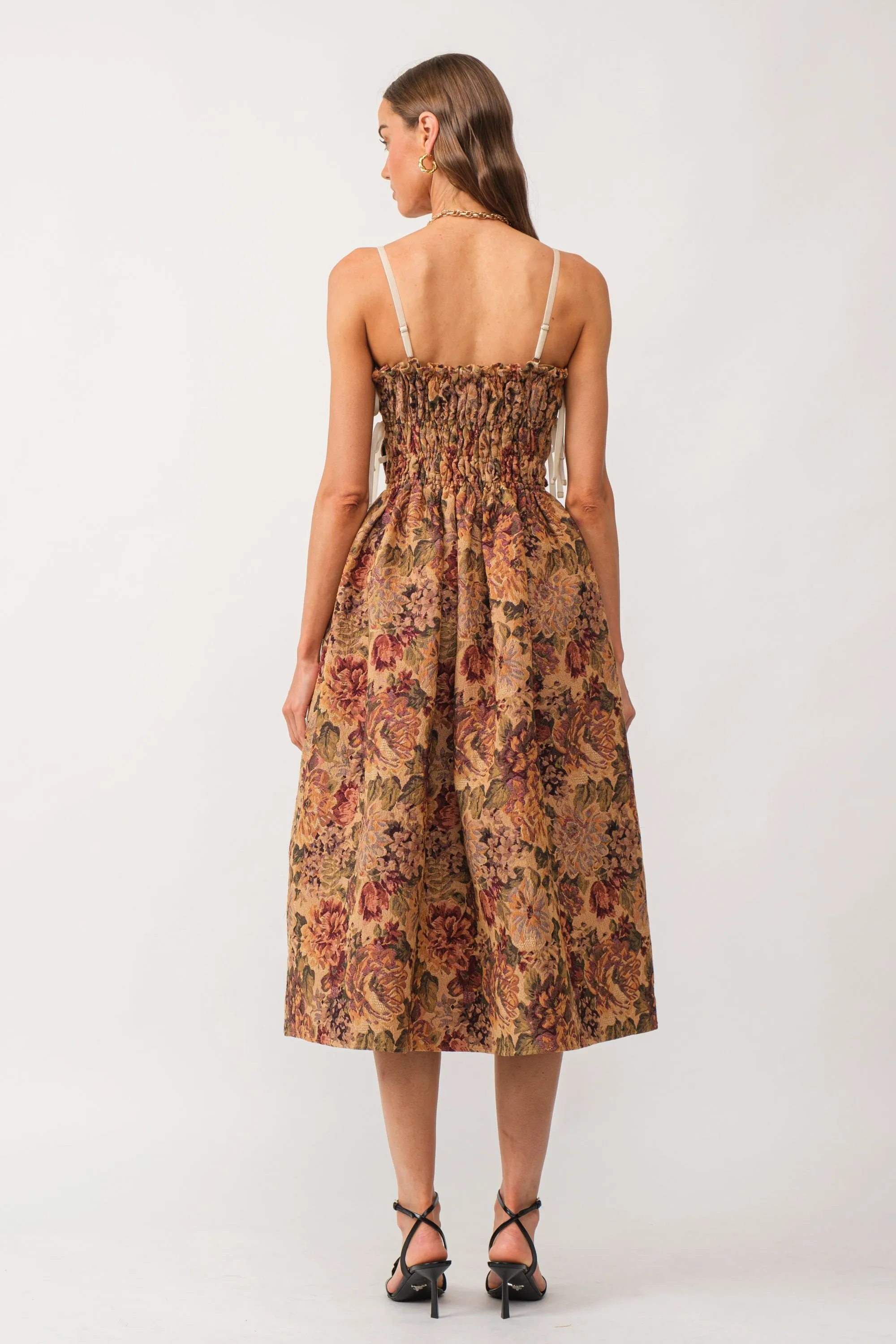 Lena Floral Jacquard Midi Dress Multi