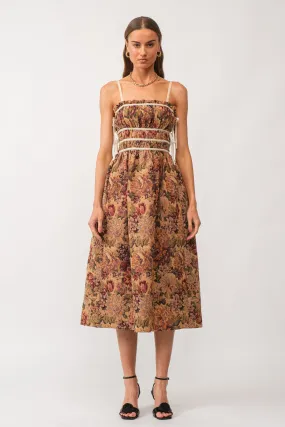 Lena Floral Jacquard Midi Dress Multi
