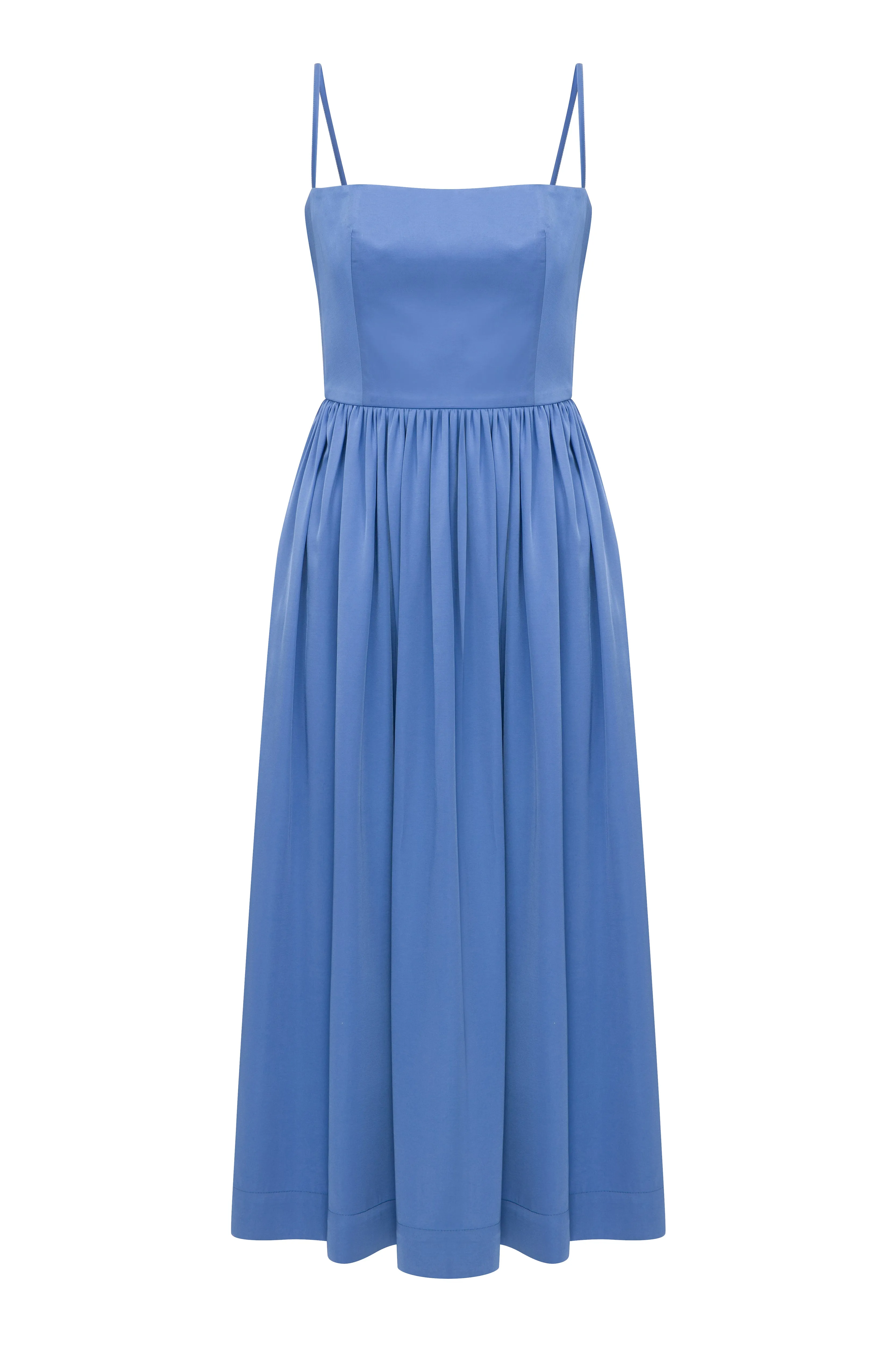 Liette Satin Midi Dress in Ultramarine