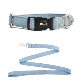 Light Blue Denim Collar   Leash Set