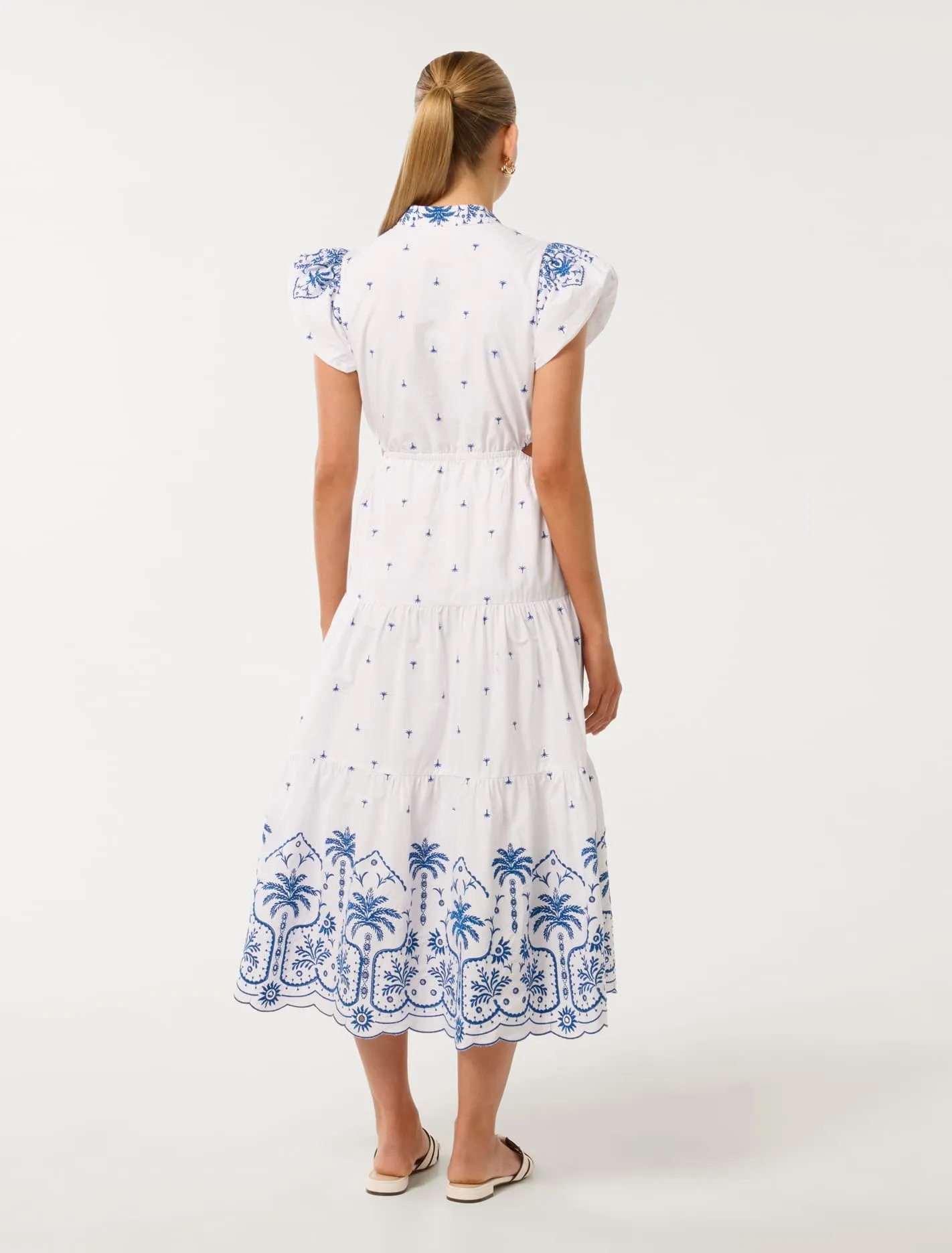Lilo Embroidered Cotton Midi Dress