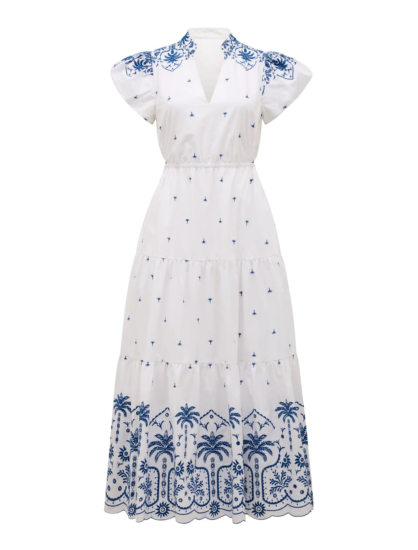 Lilo Embroidered Cotton Midi Dress