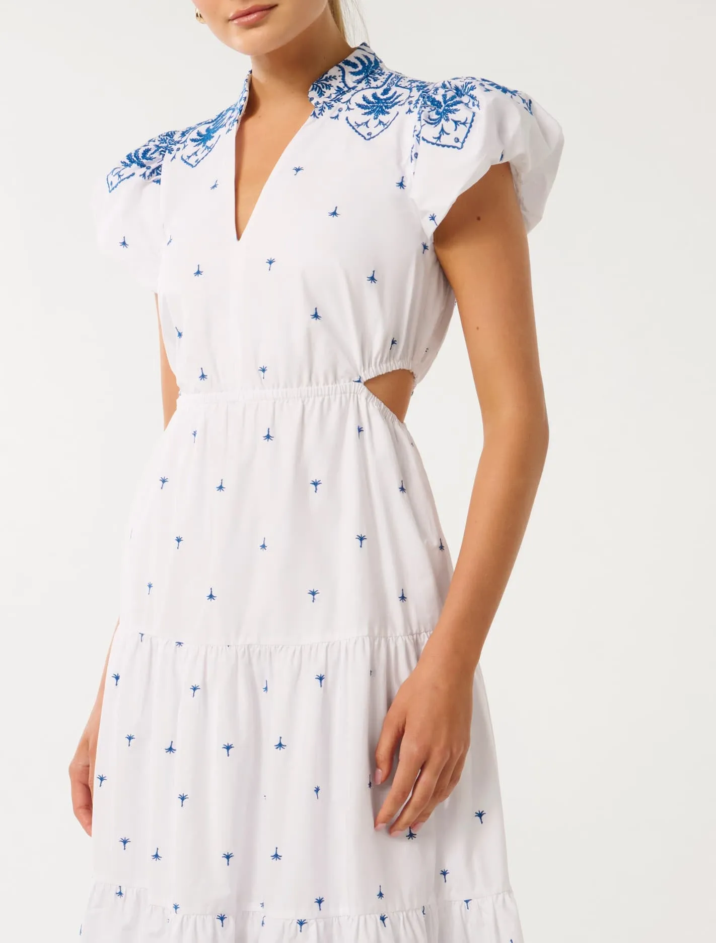 Lilo Embroidered Cotton Midi Dress