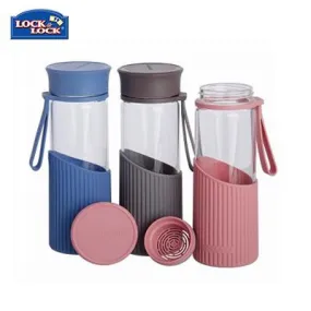 Lock & Lock Stripe Glass Water Bottle 500ml