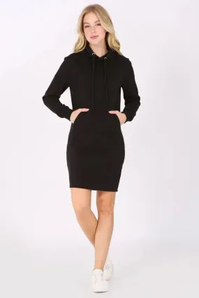 LONG FLEECE SWEATSHIRT HOODIE DRESS