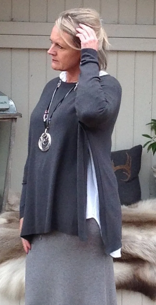 Long Side Slit Jumper in Slate
