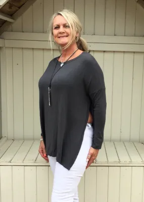 Long Side Slit Jumper in Slate