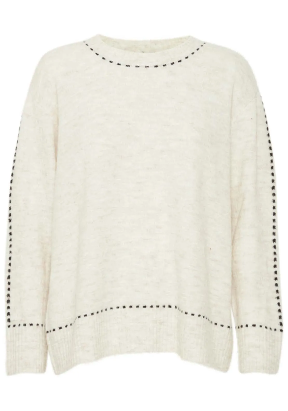 Long Sleeve Knit Pullover - Limestone Melange Mix