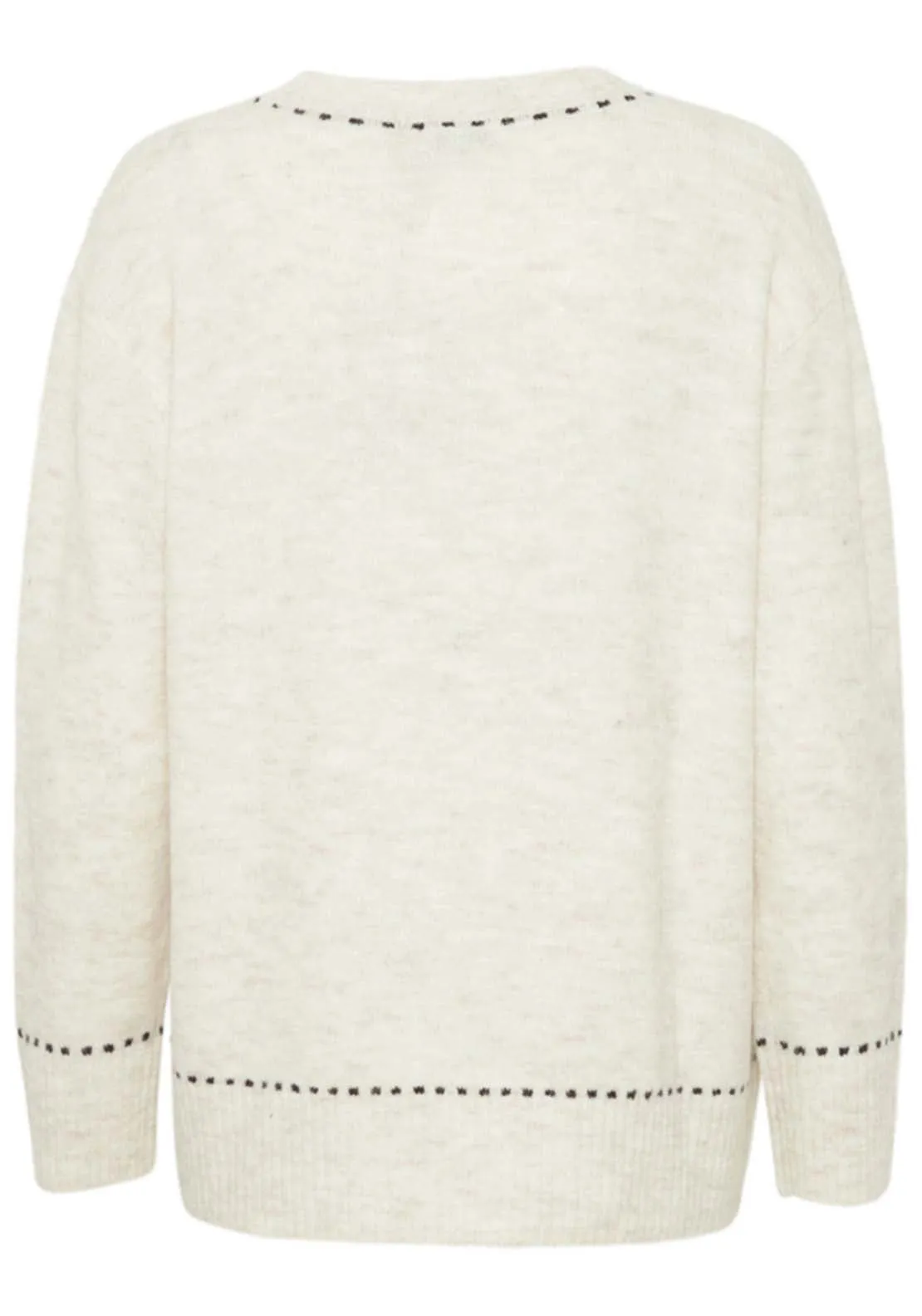 Long Sleeve Knit Pullover - Limestone Melange Mix