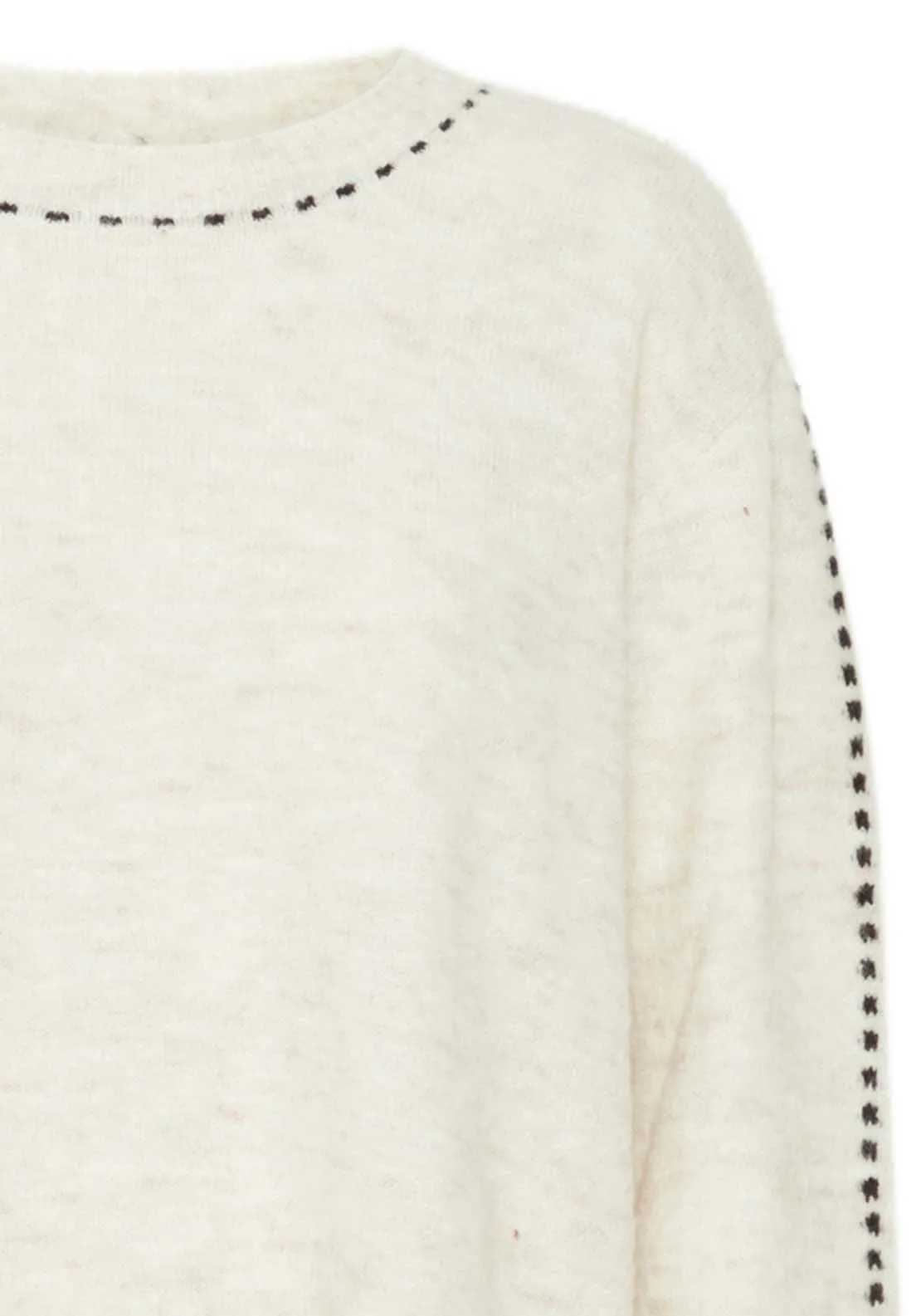 Long Sleeve Knit Pullover - Limestone Melange Mix
