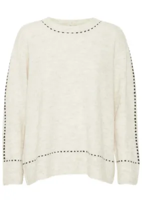 Long Sleeve Knit Pullover - Limestone Melange Mix