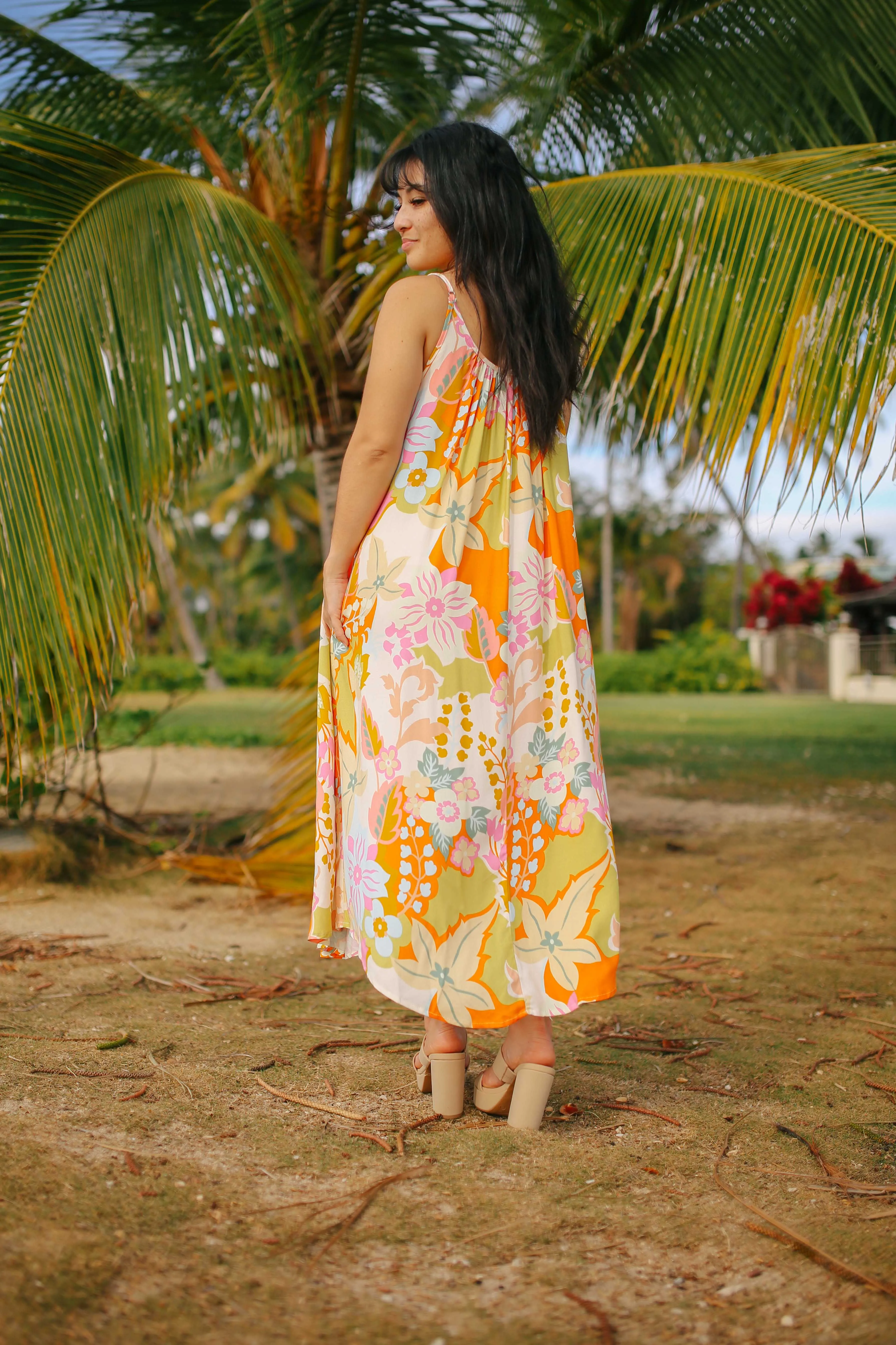 Loose Fit Floral Midi Dress