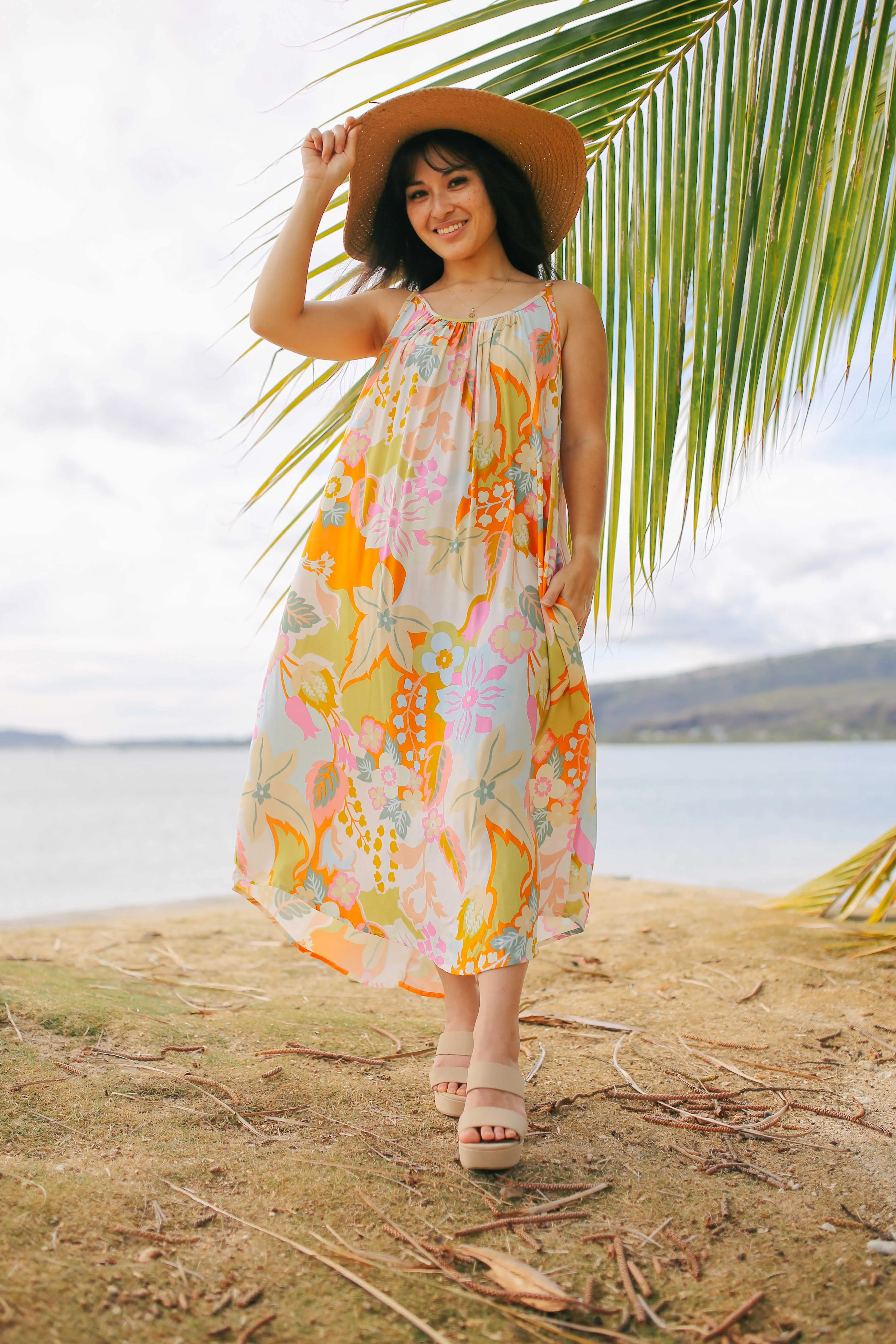 Loose Fit Floral Midi Dress