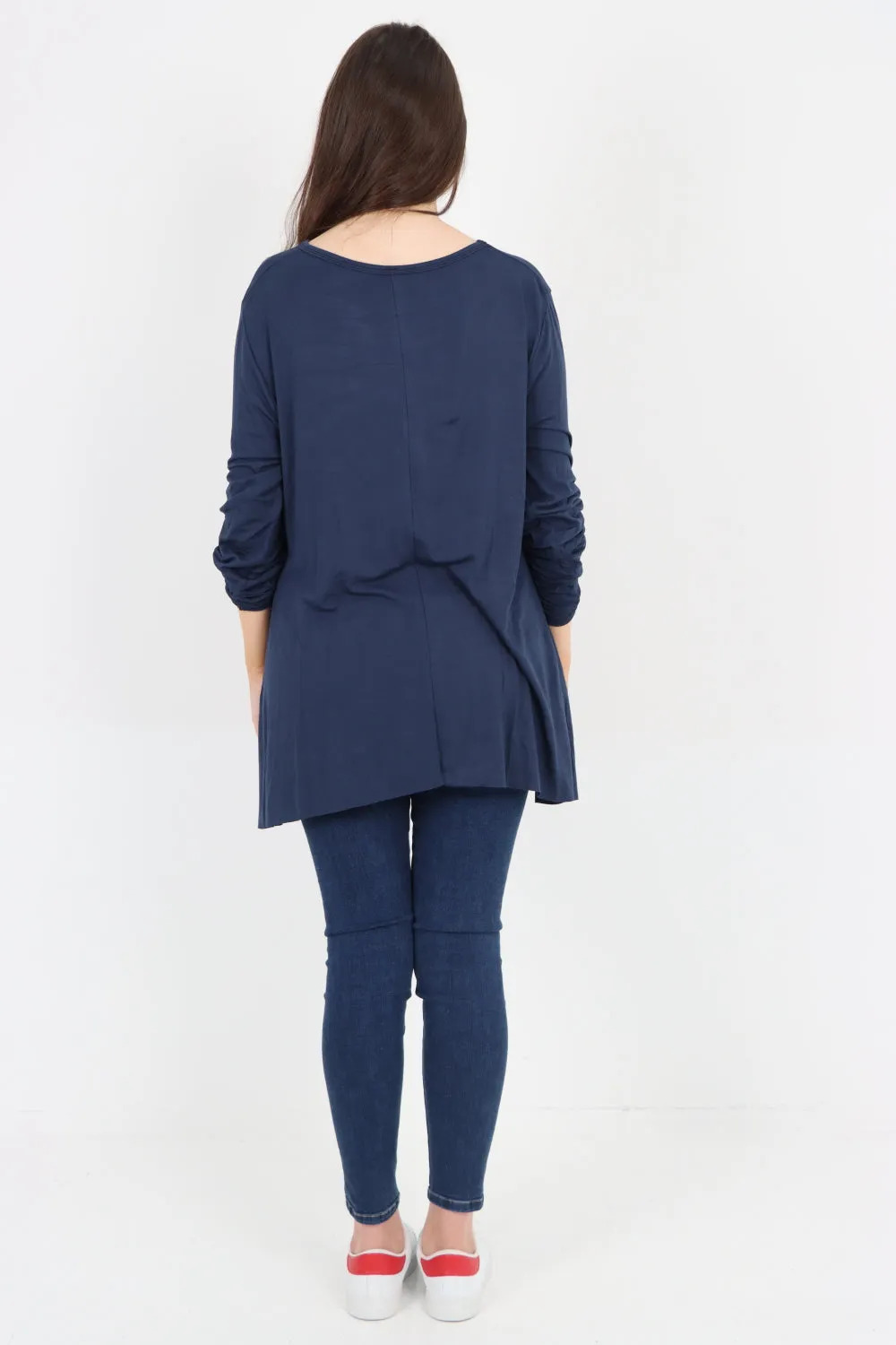 Love Glitter Print Turn Up Sleeve Tunic Top
