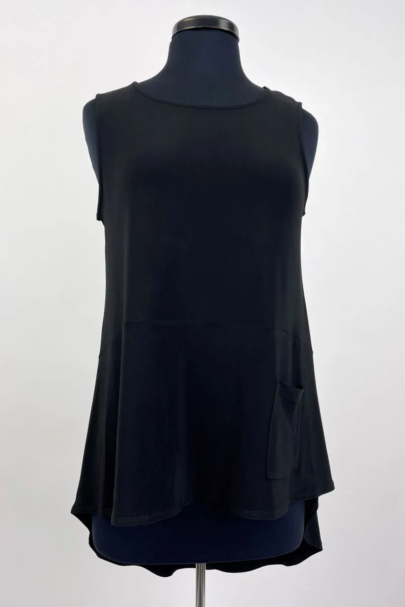 Madeline Tank with Pocket - Black Solid