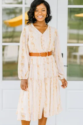 Make It Work Yellow Snake Midi Dress
