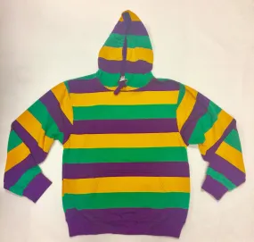 Mardi Gras Striped Pullover Hooded Sweatshirt