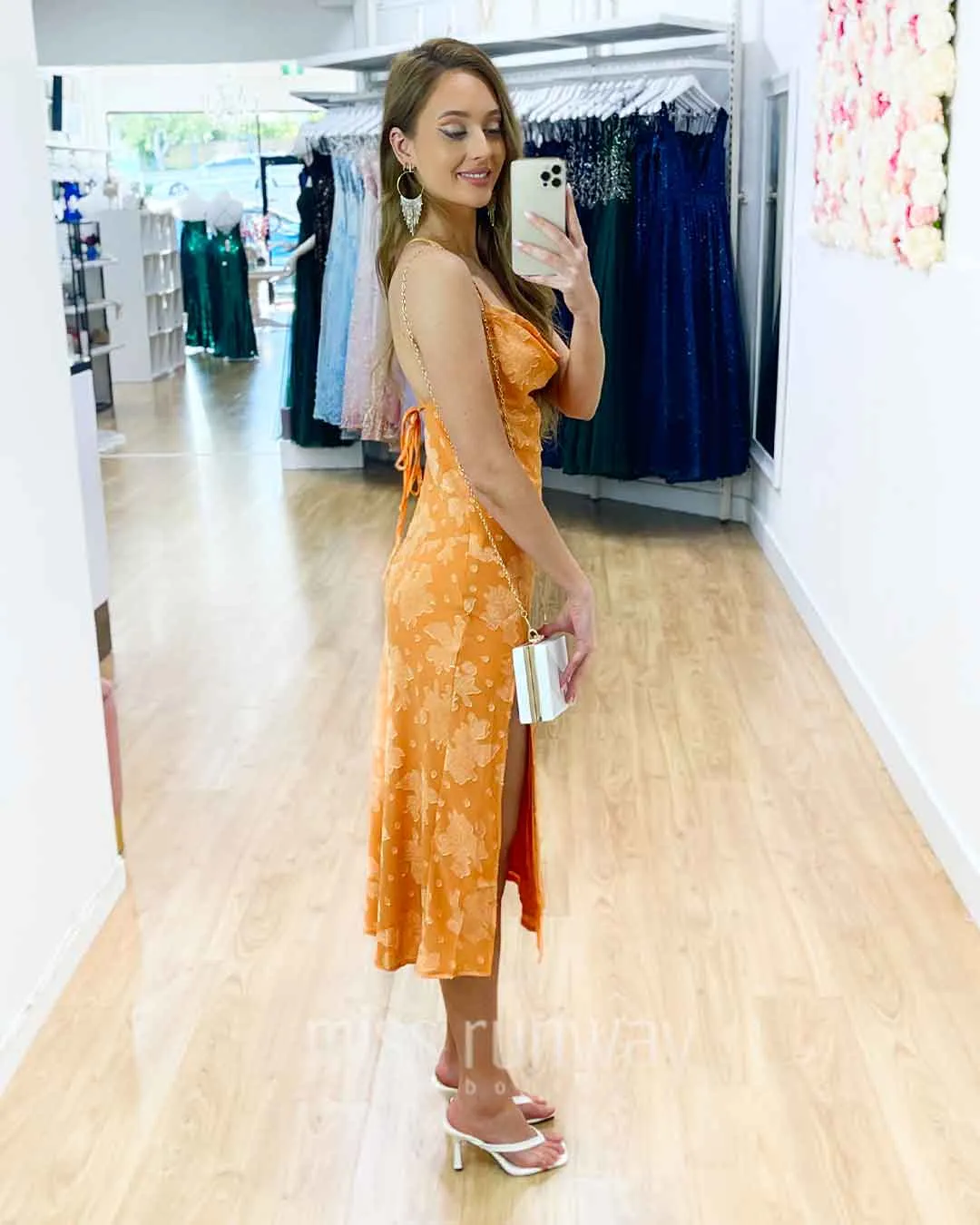 Mary Slip Midi Dress - Orange