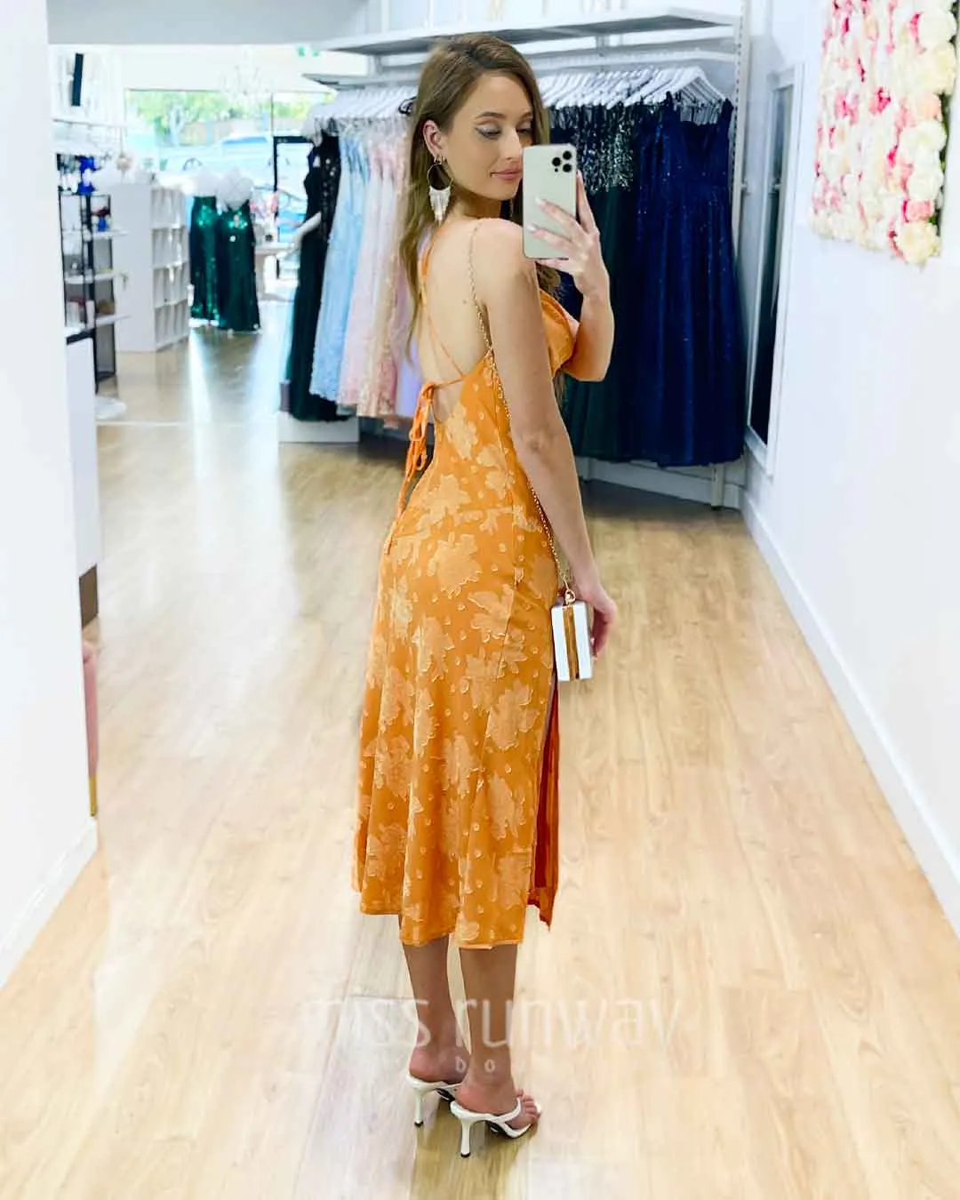 Mary Slip Midi Dress - Orange