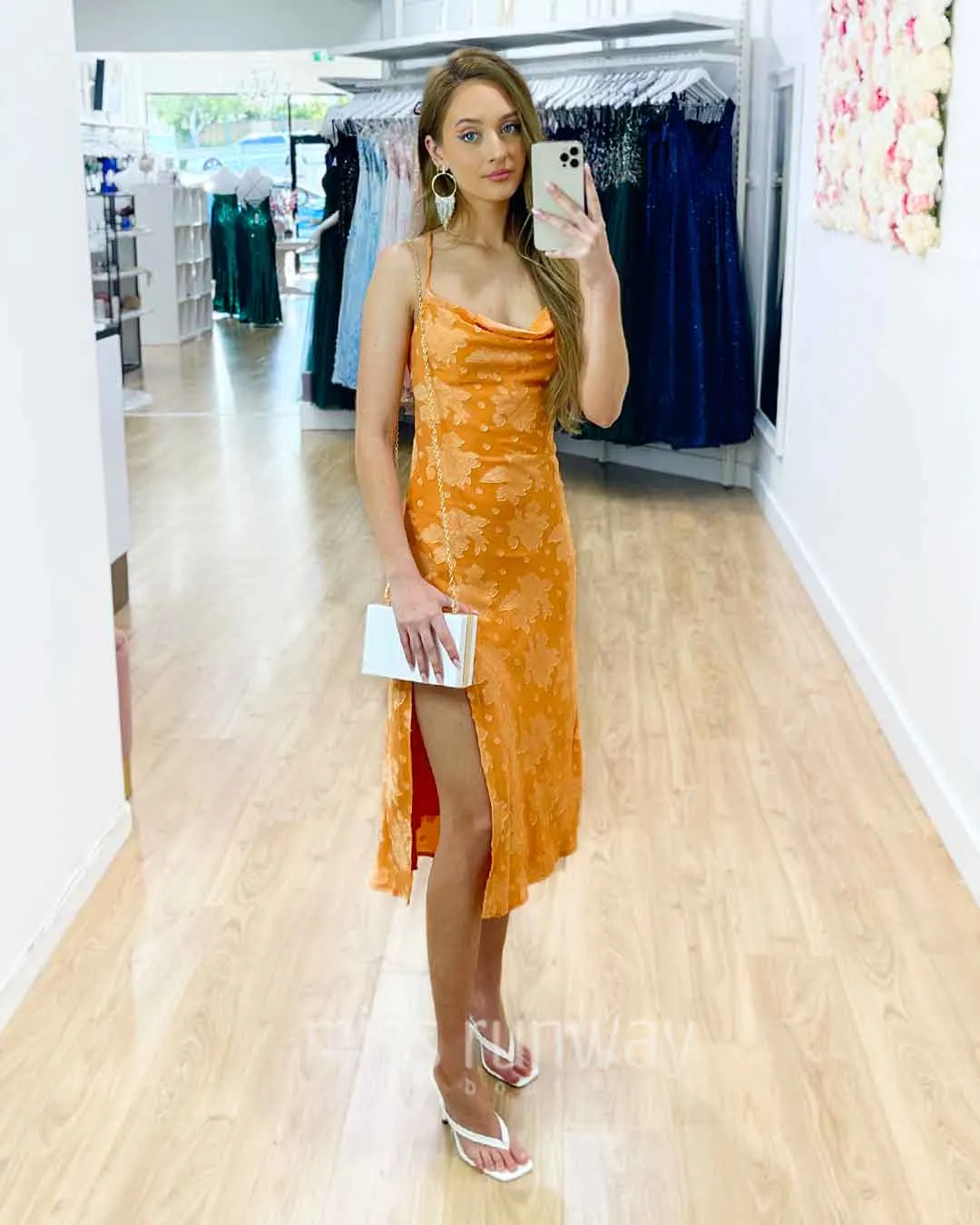 Mary Slip Midi Dress - Orange