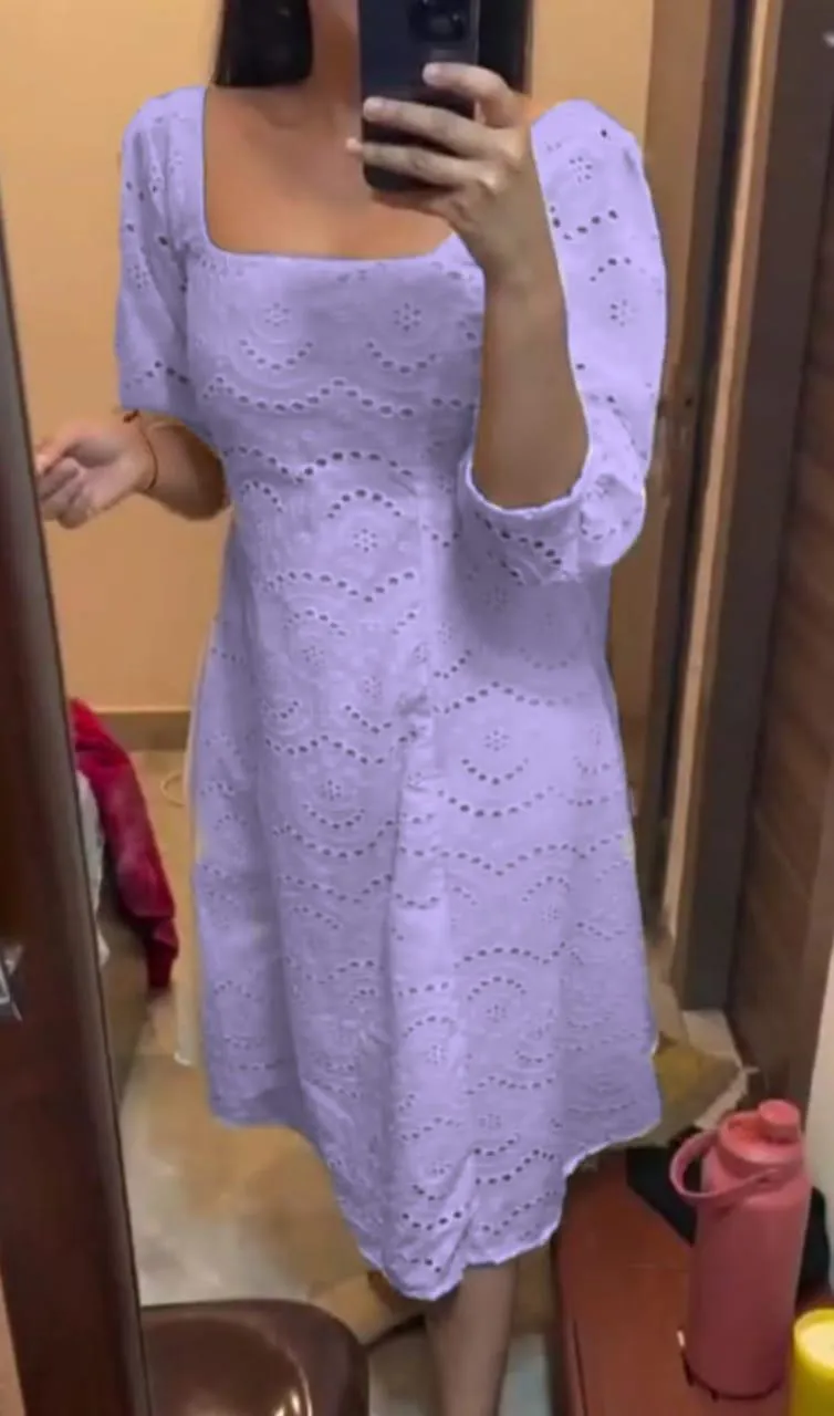 Mauve Chikankari Pakistani Royal Hakuba Designer Ready to Wear One Piece Tunic Dress