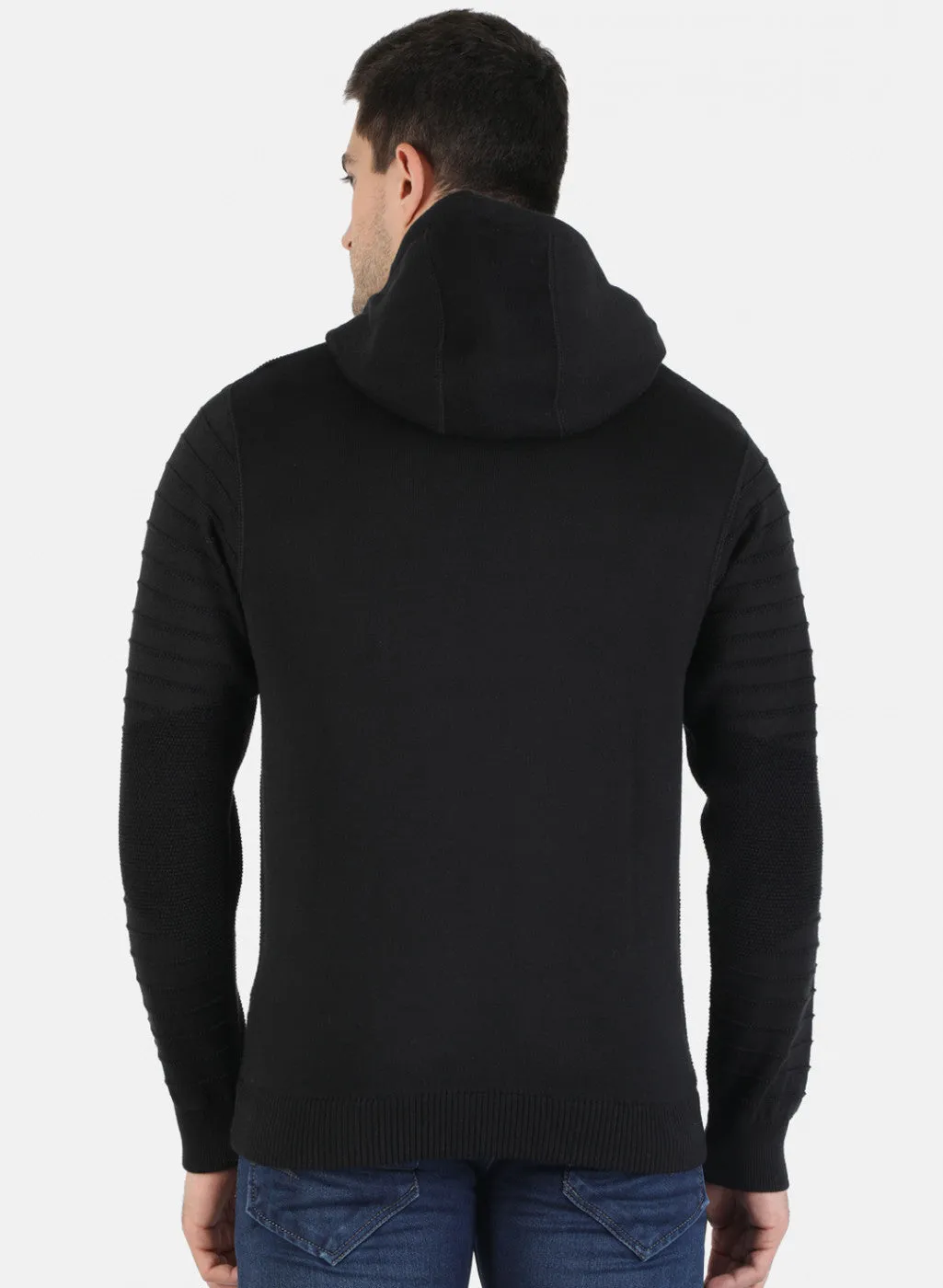 Men NAvy Blue Self Pullover