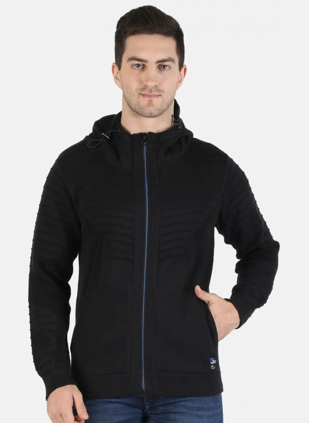 Men NAvy Blue Self Pullover
