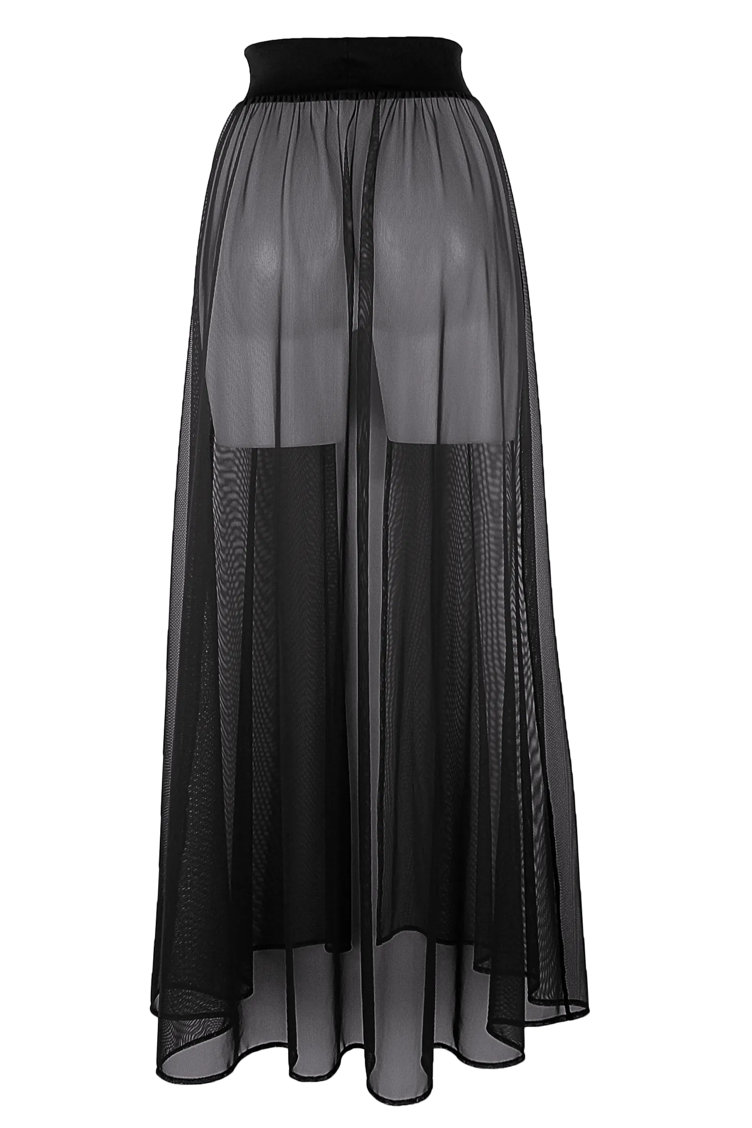Mesh Maxi Skirt Cover-up / RESORT SKIRT BLACK