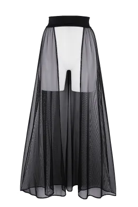 Mesh Maxi Skirt Cover-up / RESORT SKIRT BLACK