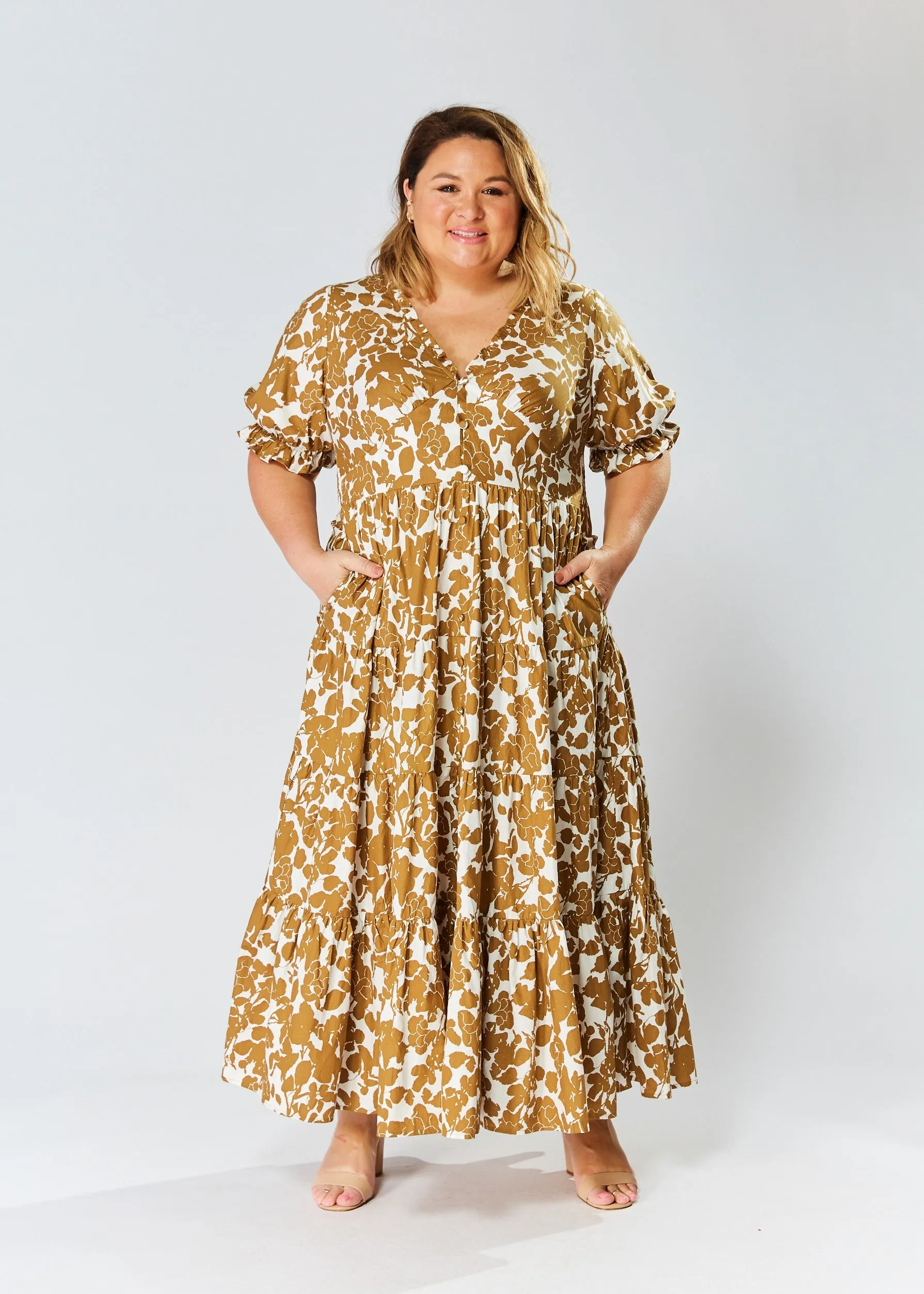 Mia Dress - Mustard Floral