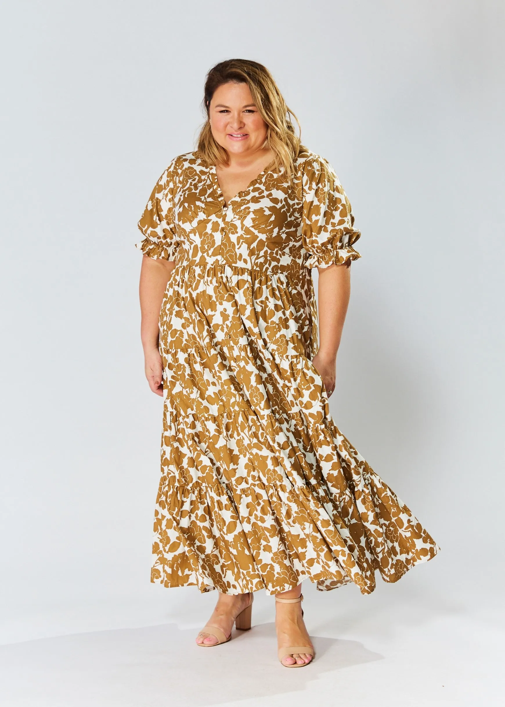 Mia Dress - Mustard Floral