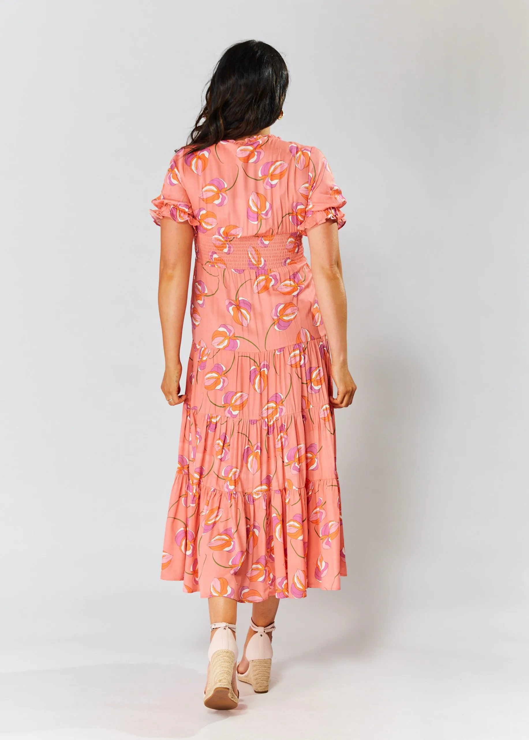 Mia Dress - Peach Floral