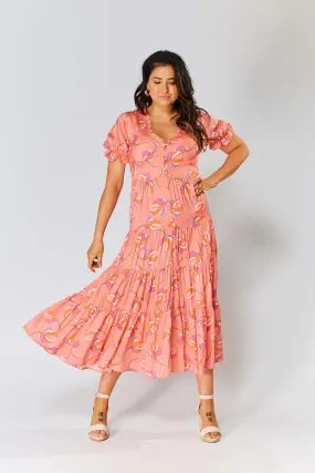 Mia Dress - Peach Floral