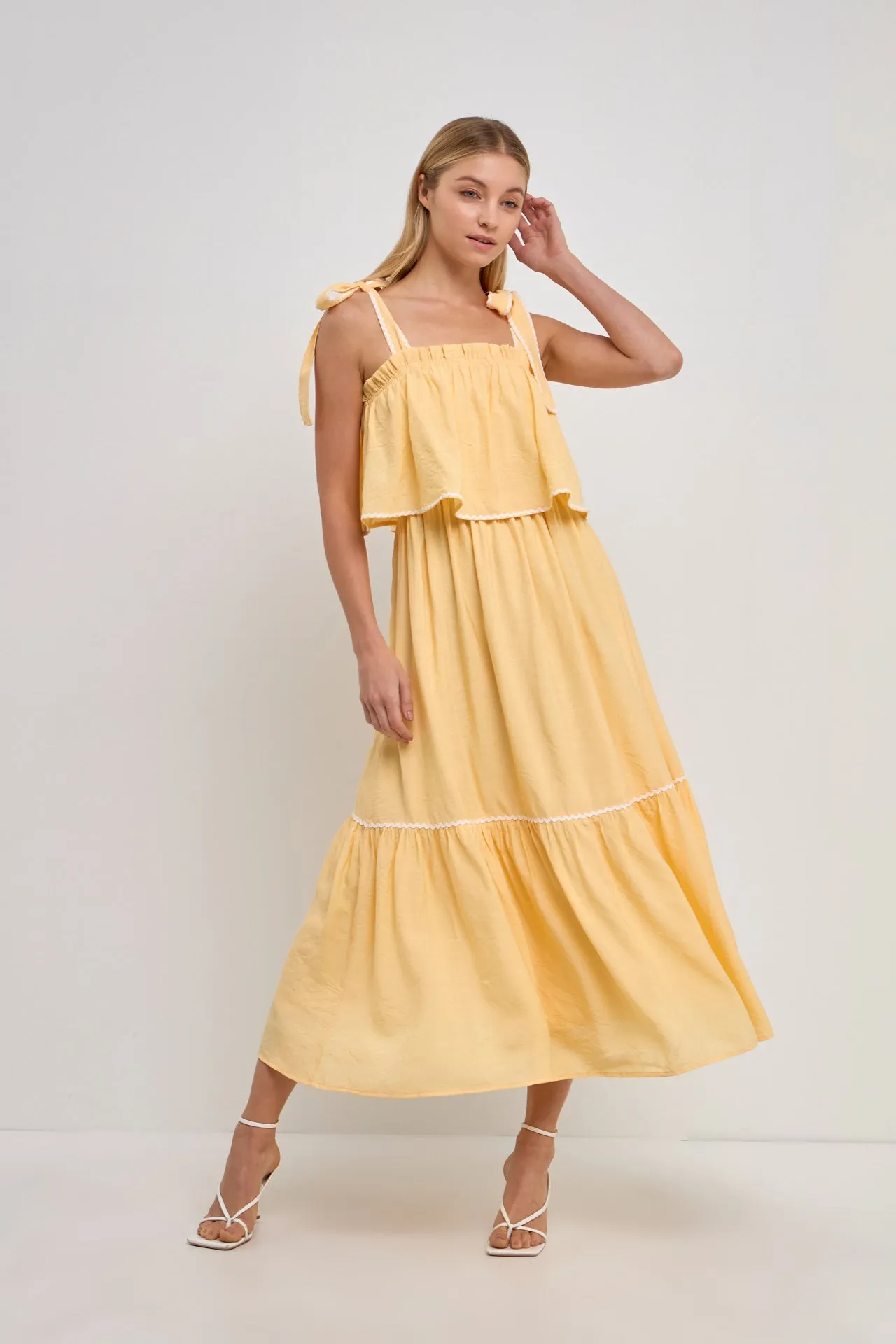 Midi Dress with Tied Shoulder Strap