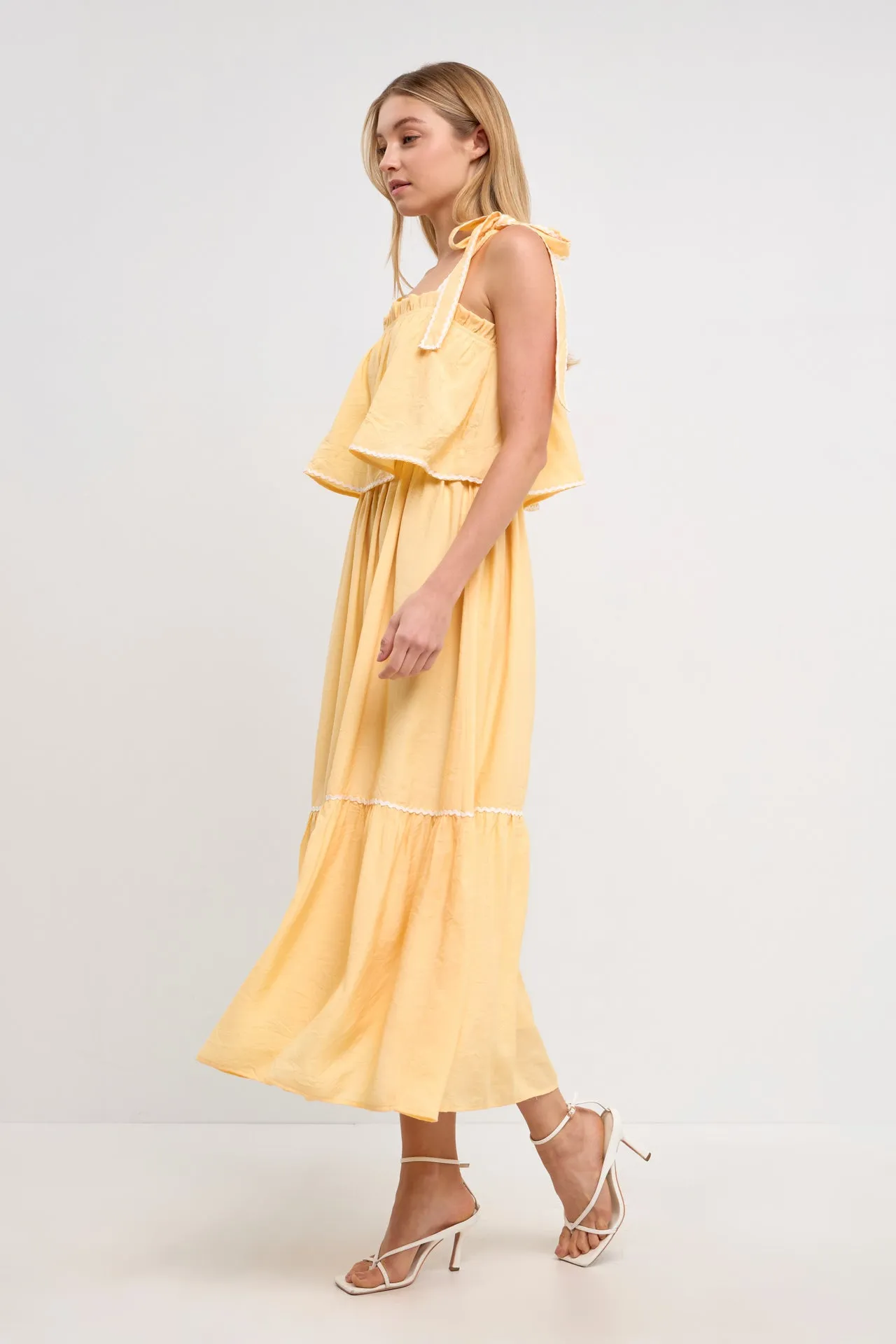 Midi Dress with Tied Shoulder Strap