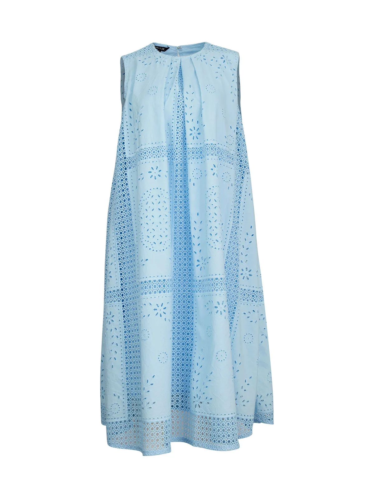 Midi Tent Dress - Sleeveless Eyelet Detailed Woven