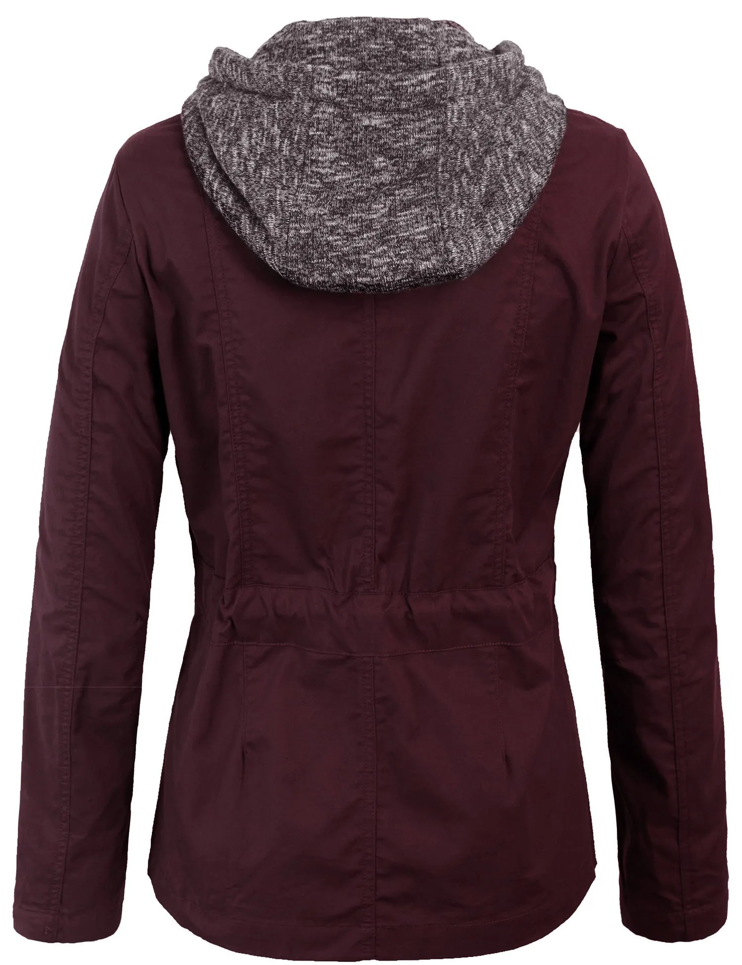 Military Anorak Jacket with Knit Hood and Pockets