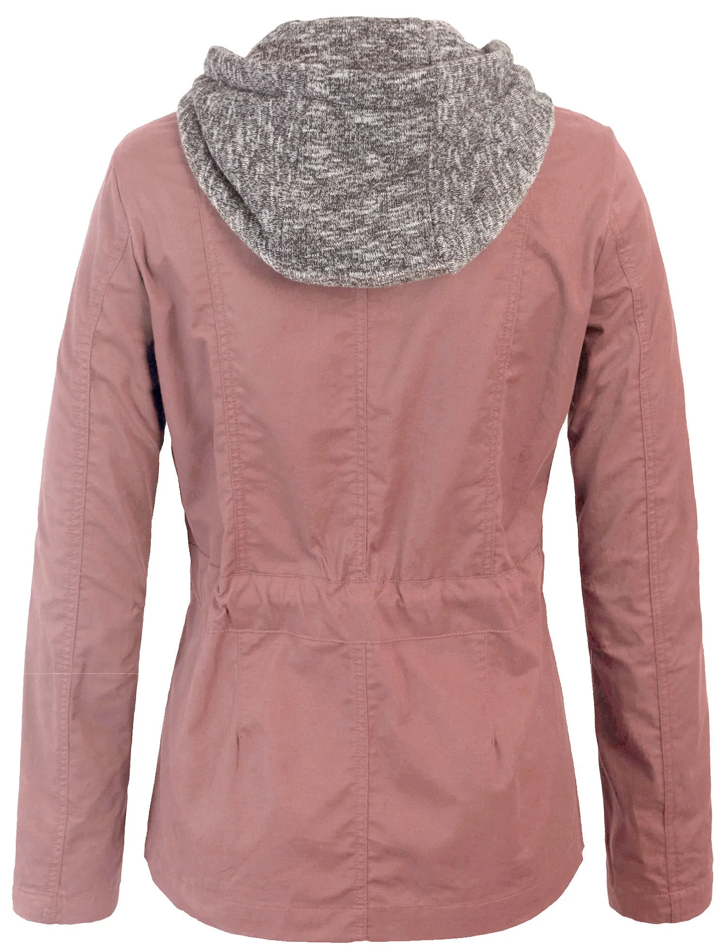 Military Anorak Jacket with Knit Hood and Pockets
